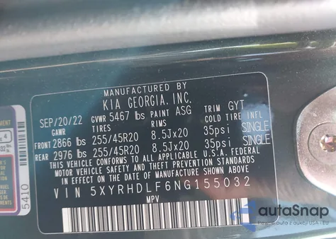 2022 Kia Sorento X-Line Ex from USA, damaged, VIN 5XYRHDLF6NG155032